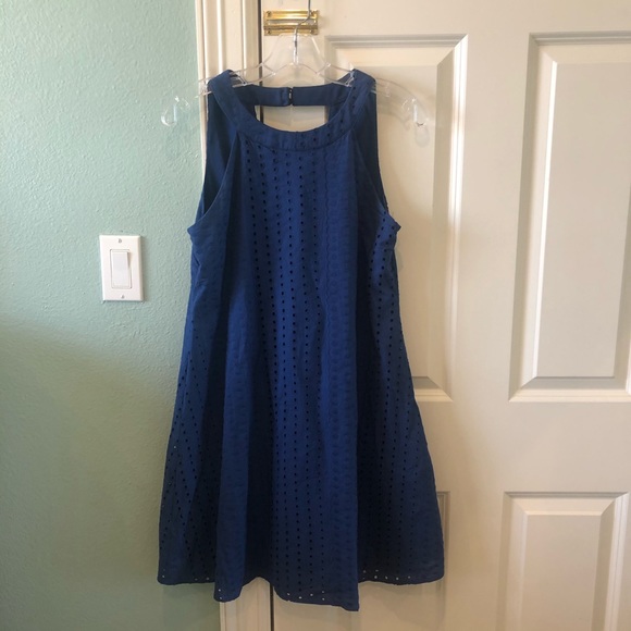 Francesca's Collections Dresses & Skirts - Francesca’s Eyelet Navy Blue Tank Shift Dress